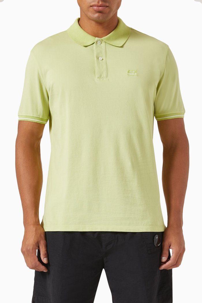 

Tacting Logo Polo Shirt in Cotton-nylon Blend Piqué, Green