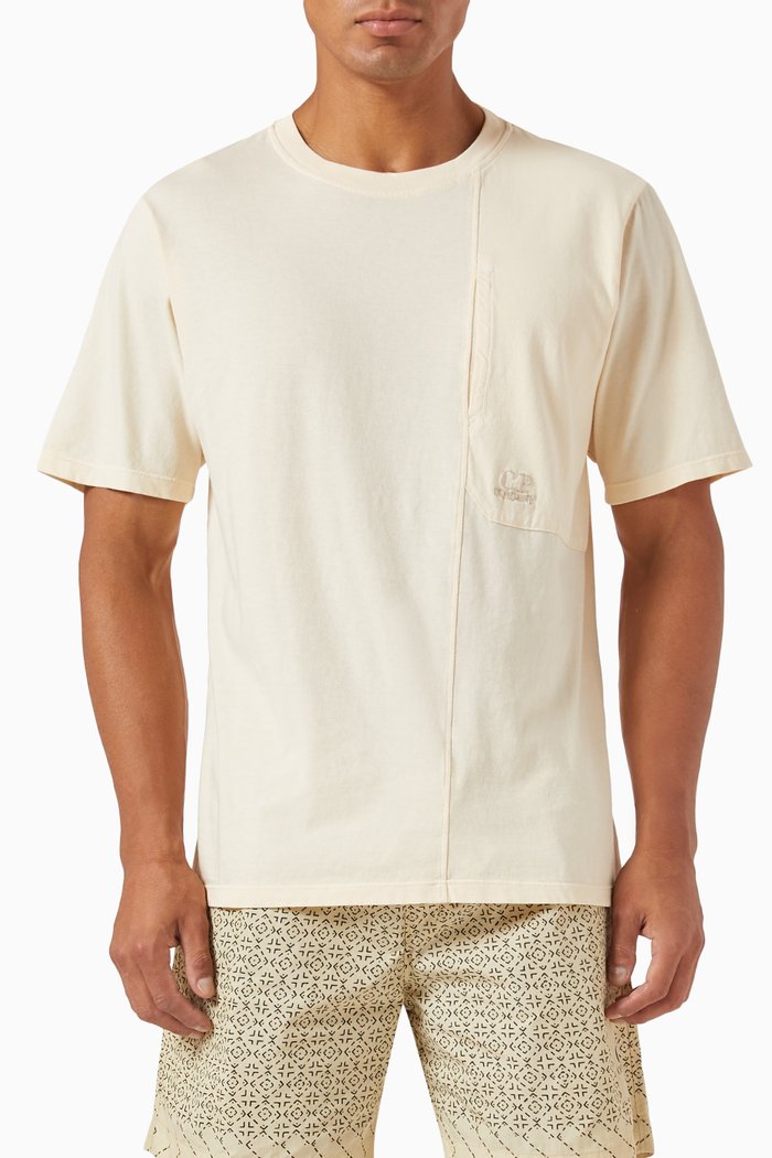 

Logo Pocket T-shirt in 20/1 Cotton Jersey, Neutral