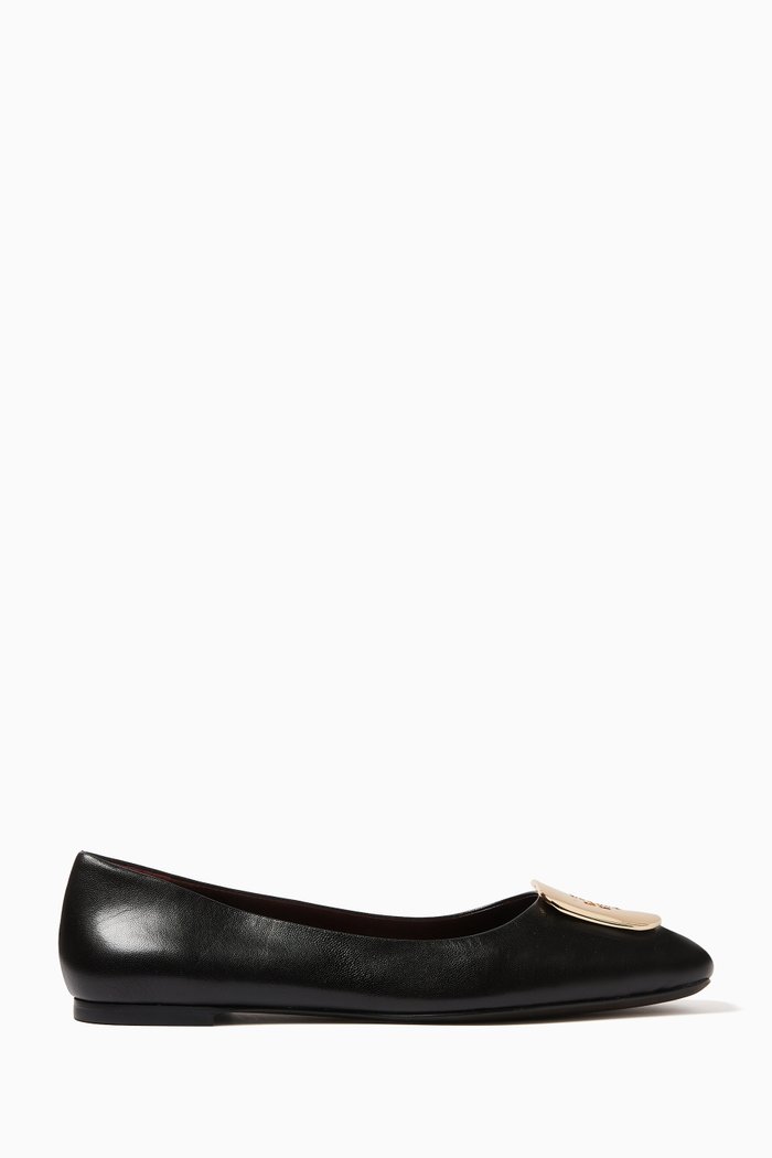

Georgia Ballet Flats in Leather, Black
