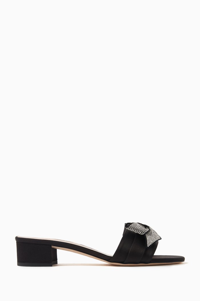

Sarita 30 Mule Sandals in Satin, Black