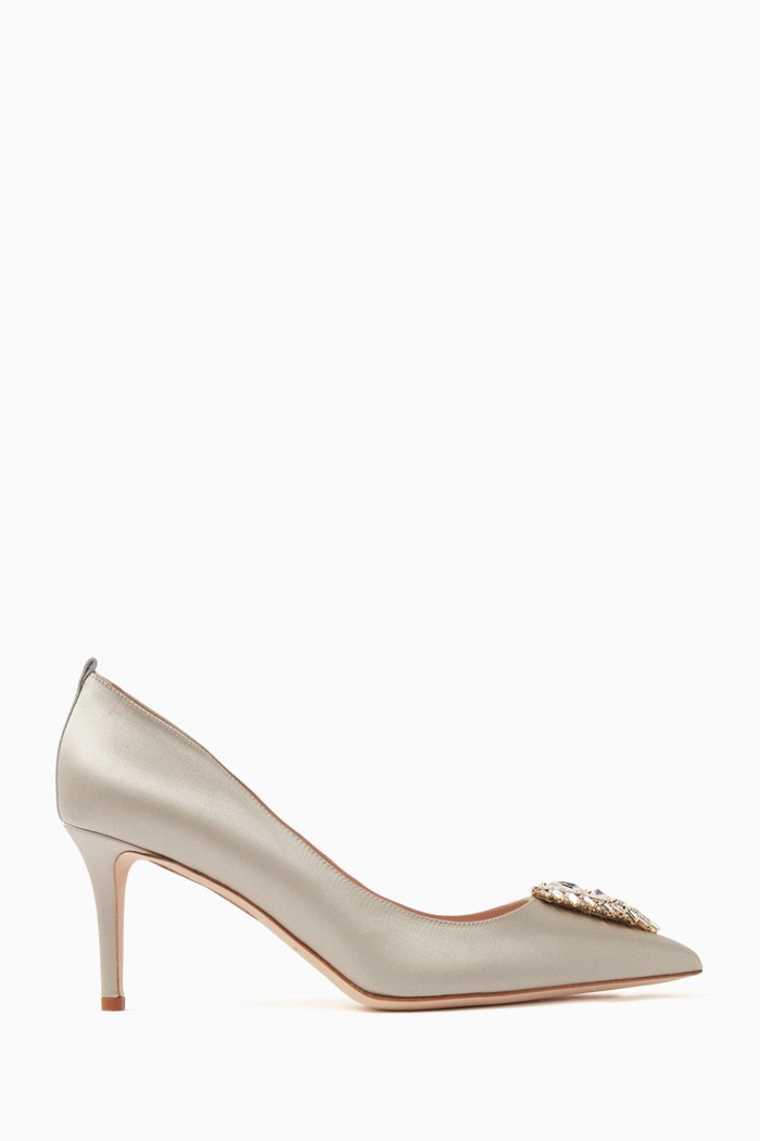 

Tempest 70 Crystal-embellished Pumps in Satin, Grey