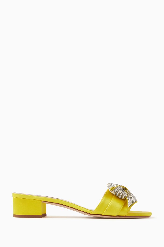 

Sarita 30 Mule Sandals in Satin, Yellow