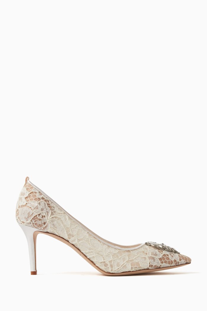 

Tempest 70 Crystal-embellished Pumps in Lace, Neutral