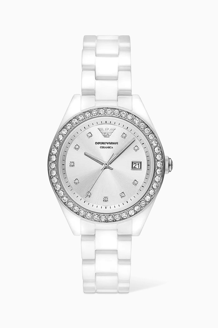 

Leo Ceramic Watch, 36mm, Silver