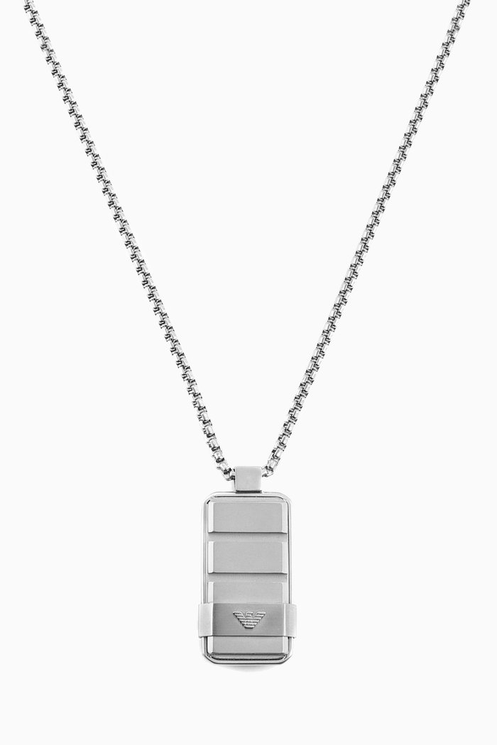 

Dog Tag Necklace in Stainless Steel, Silver