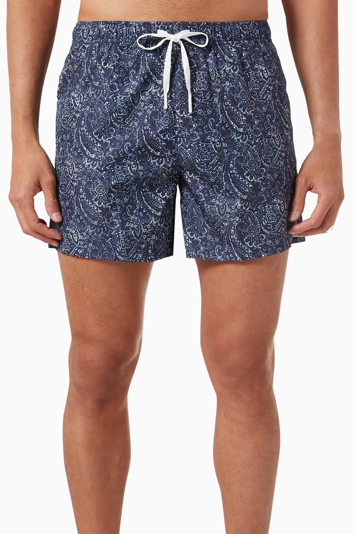 Drawstring Swim Shorts in Nylon, Blue
