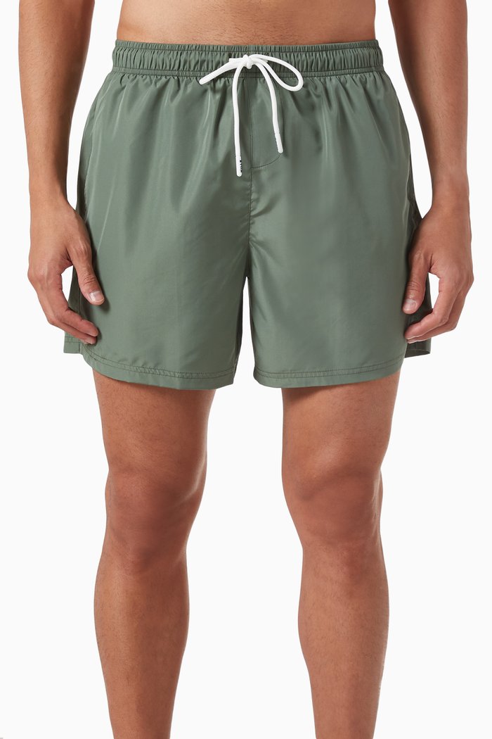 

Drawstring Swim Shorts in Nylon, Green