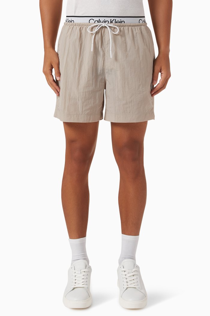 

Double Waistband Gym Shorts in Technical-fabric, Neutral