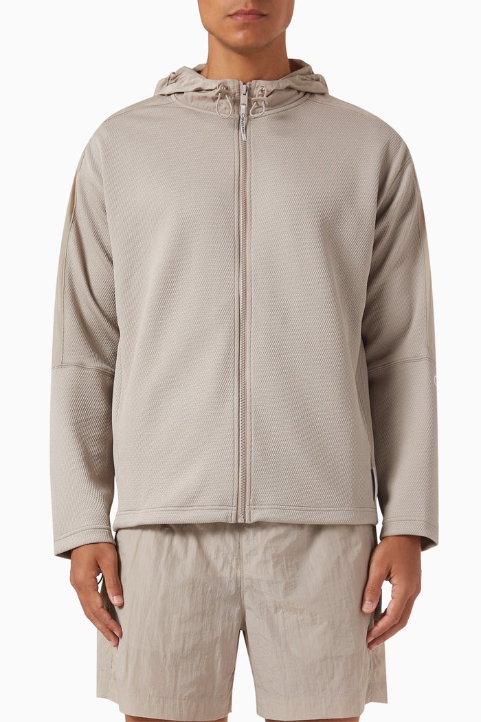 

Zip-up Hoodie in Technical-jacquard, Neutral
