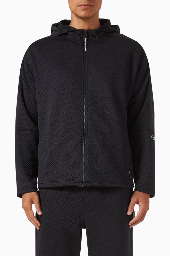 

Zip-up Hoodie in Technical-jacquard, Black