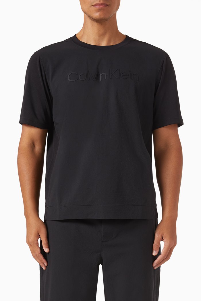 

Textured Gym T-shirt in Technical-fabric, Black