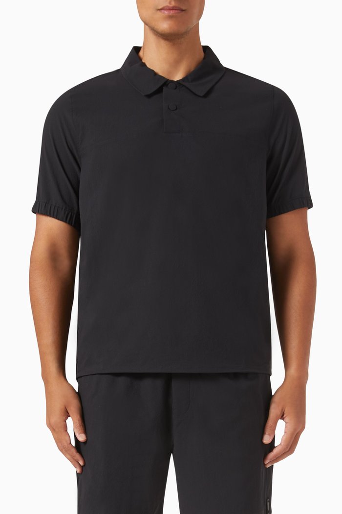 

Sport Polo Shirt in Technical-seersucker, Black