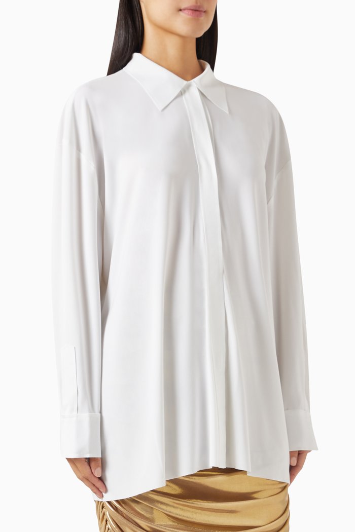 Oversized Boyfriend Shirt in Poly-lycra, White