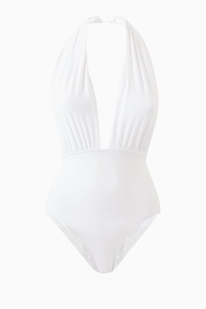 

Mio Halter Low-back One-piece Swimsuit, White