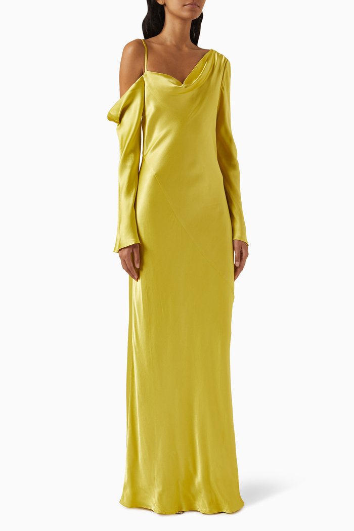 

Sofia Asymmetrical Maxi Dress in Viscose Blend, Yellow