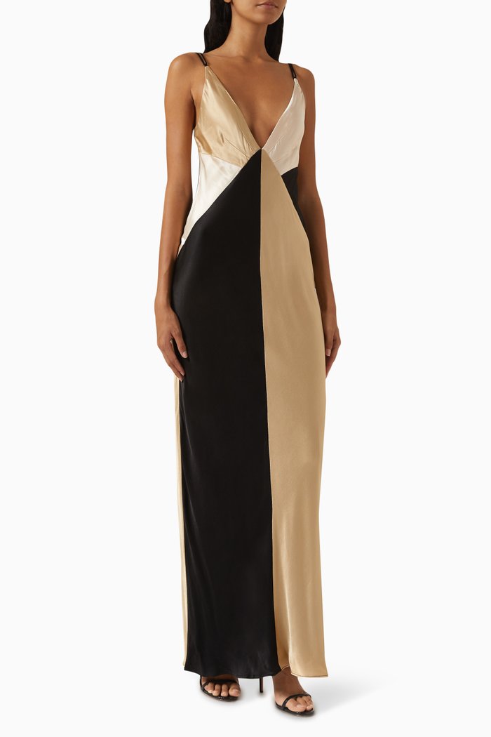 

Sofia Colour-block Maxi Dress in Viscose Blend, Multicolour