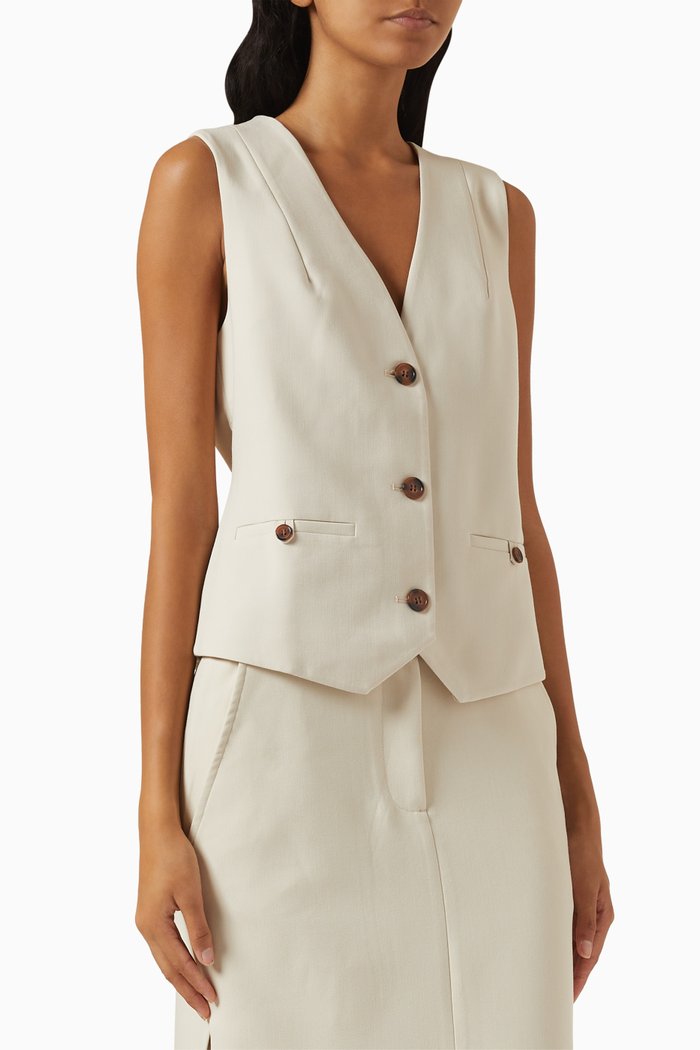 Irena Oversized Tailored Vest, Neutral