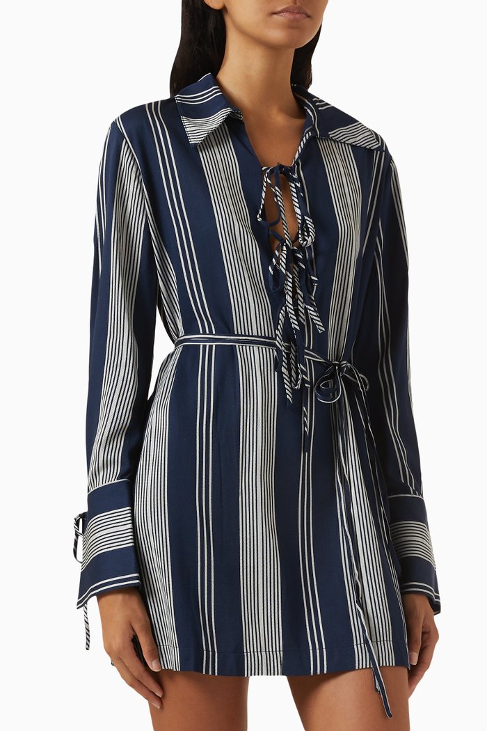 

Harlow Mini Shirtdress in Viscose Blend, Blue