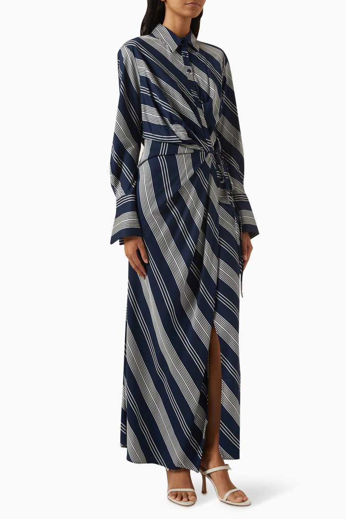 

Harlow Draped Maxi Dress in Viscose Blend, Blue
