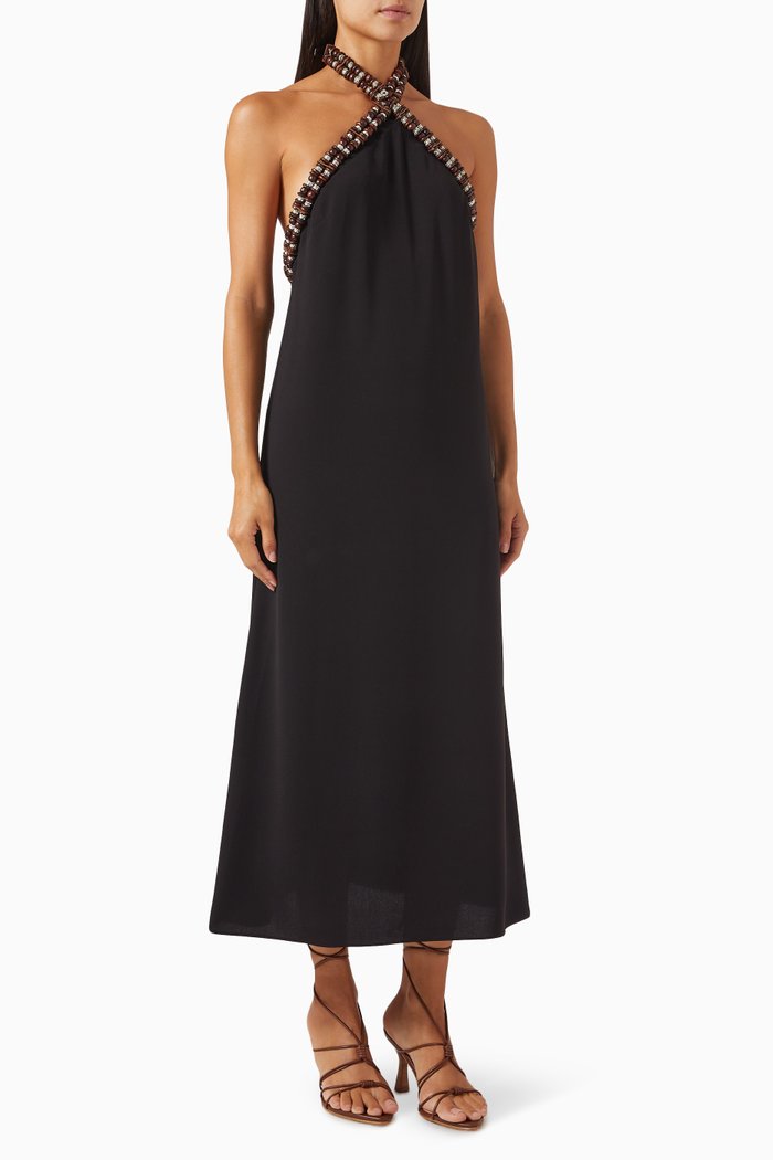 

Vette Midi Dress in Crepe, Black
