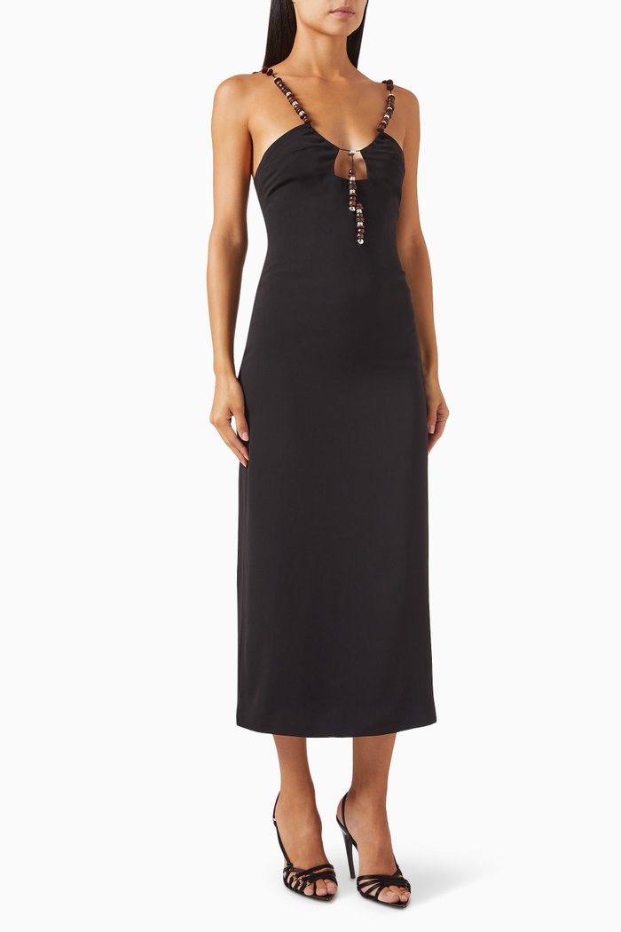 

Solaria Midi Dress in Crepe, Black