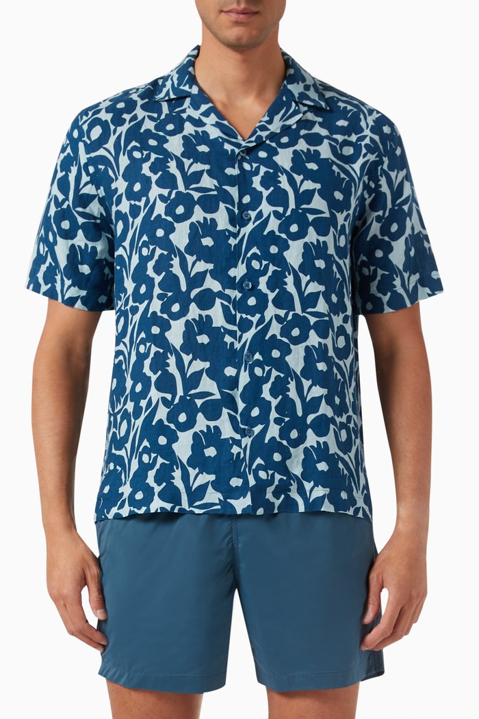 

Roberto Perennial Shirt in Linen, Blue