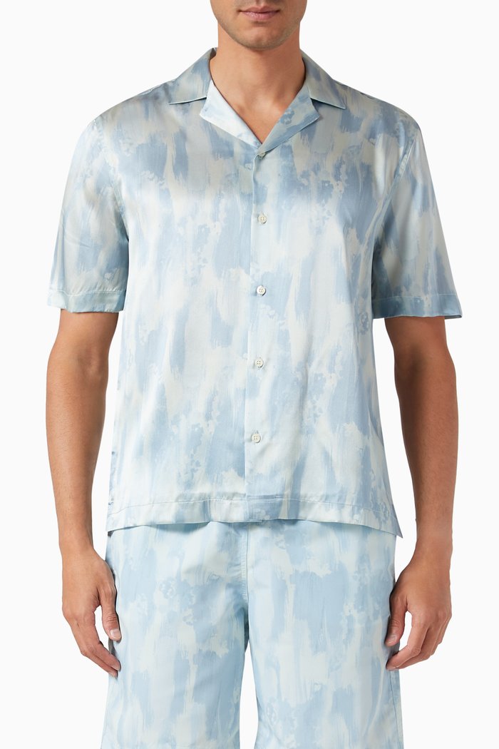 

Seascape Roberto Shirt in Italian Silk, Blue