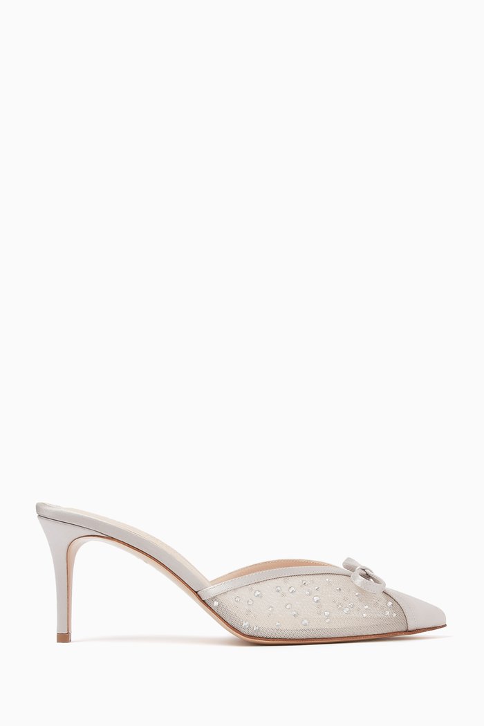

Kris 75 Mule in Satin, Silver