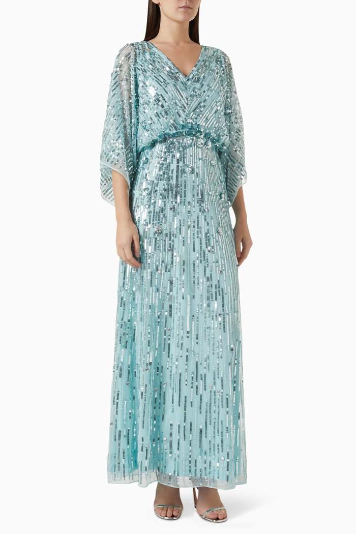 

Sequin-embellished Maxi Drsss, Blue
