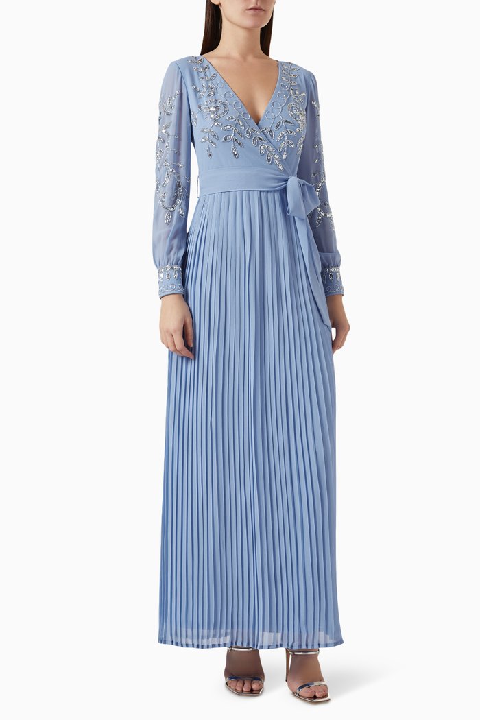 

Bead-embellished Maxi Dress, Blue