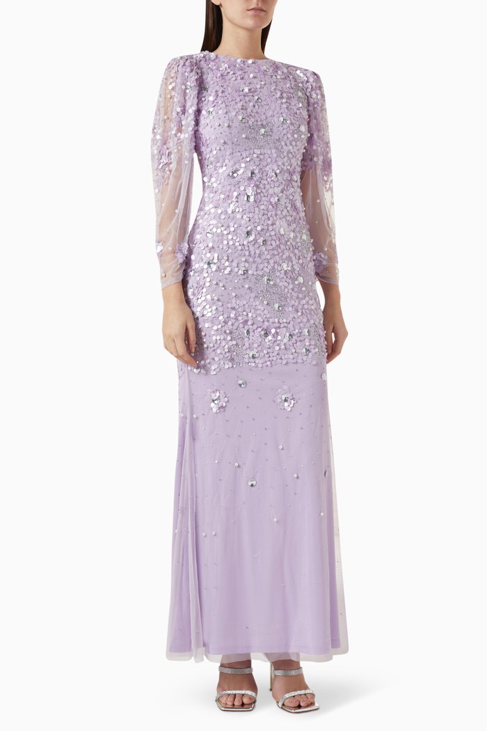 

Sequin-embellished Maxi Dress, Purple