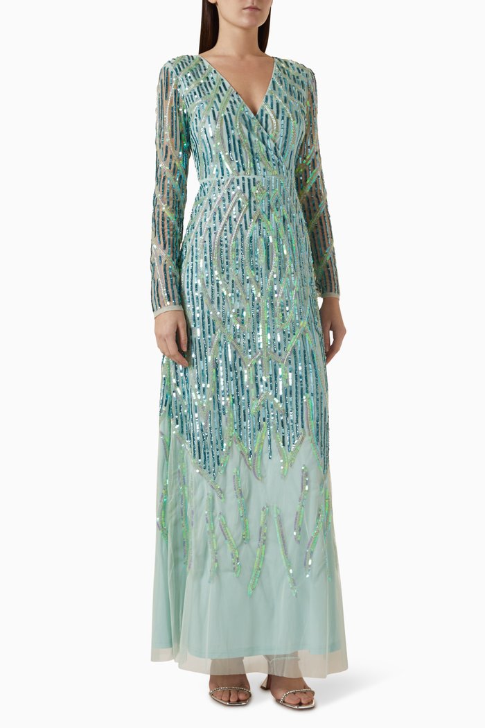 

Sequin-embellished Maxi Dress, Blue