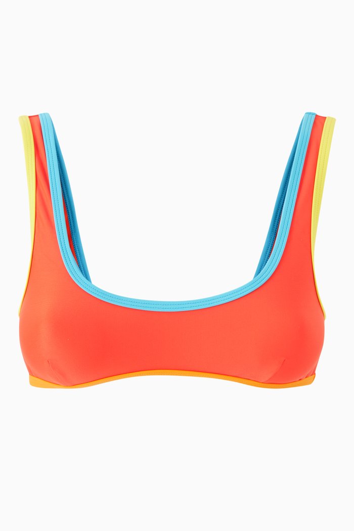 

The 90's Duo Crop Top in Matte Lycra, Red