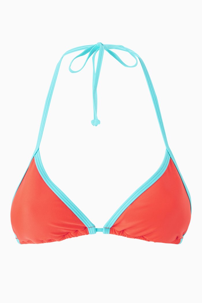 

The Triangle Duo Bikini Top in Matte Lycra, Red