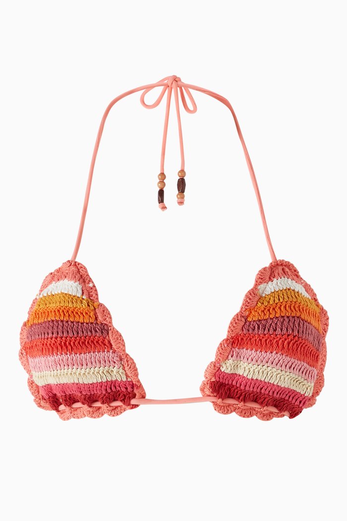 

Crochet Tri Bikini Top in Cotton, Purple