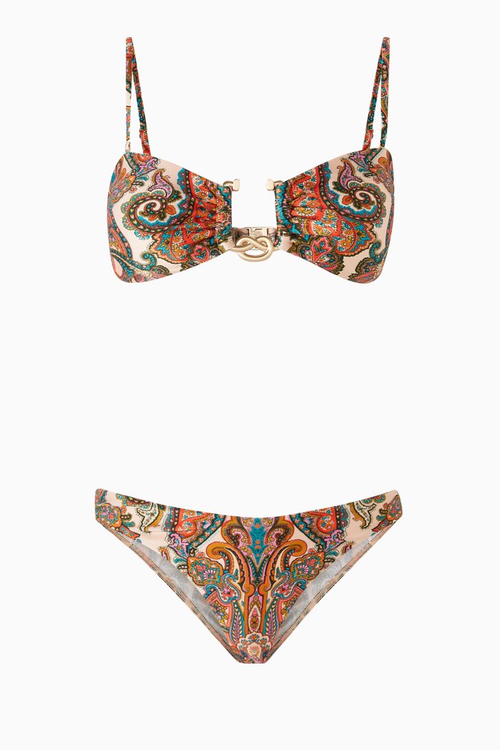 

Ottie Knot Trim Bikini Set in Lycra, Multicolour