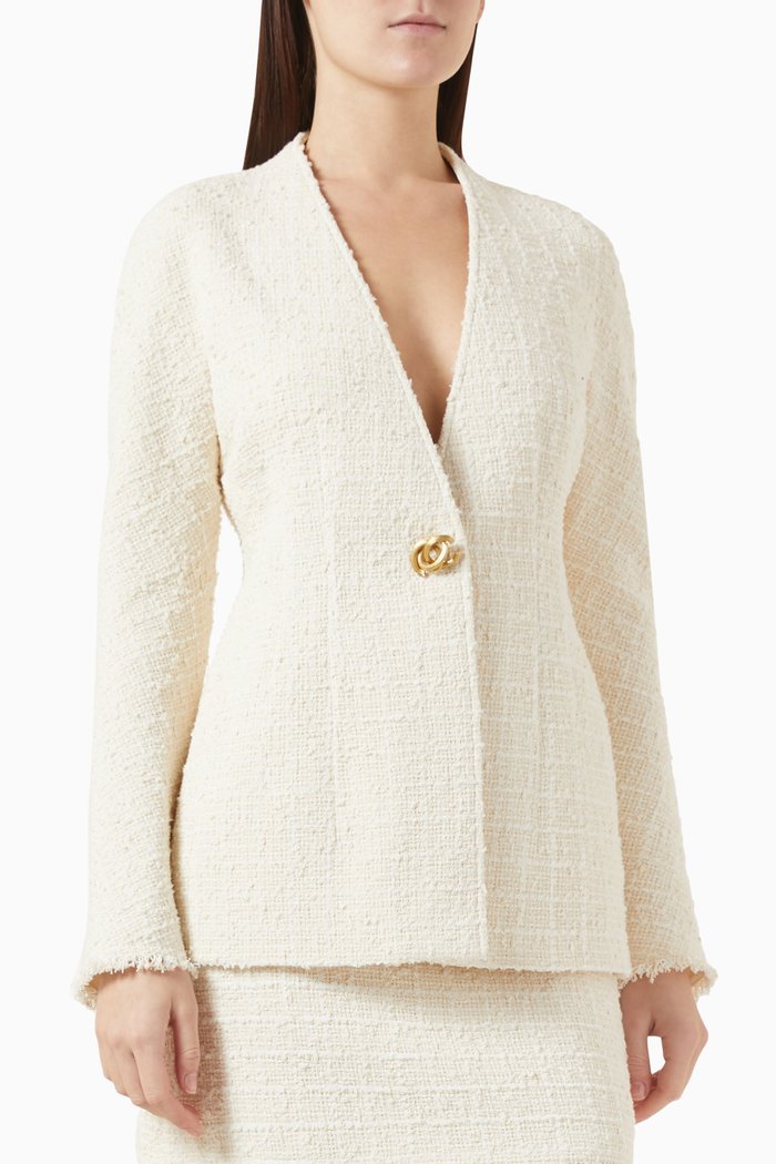 

Slim-fit Jacket in Tweed, White