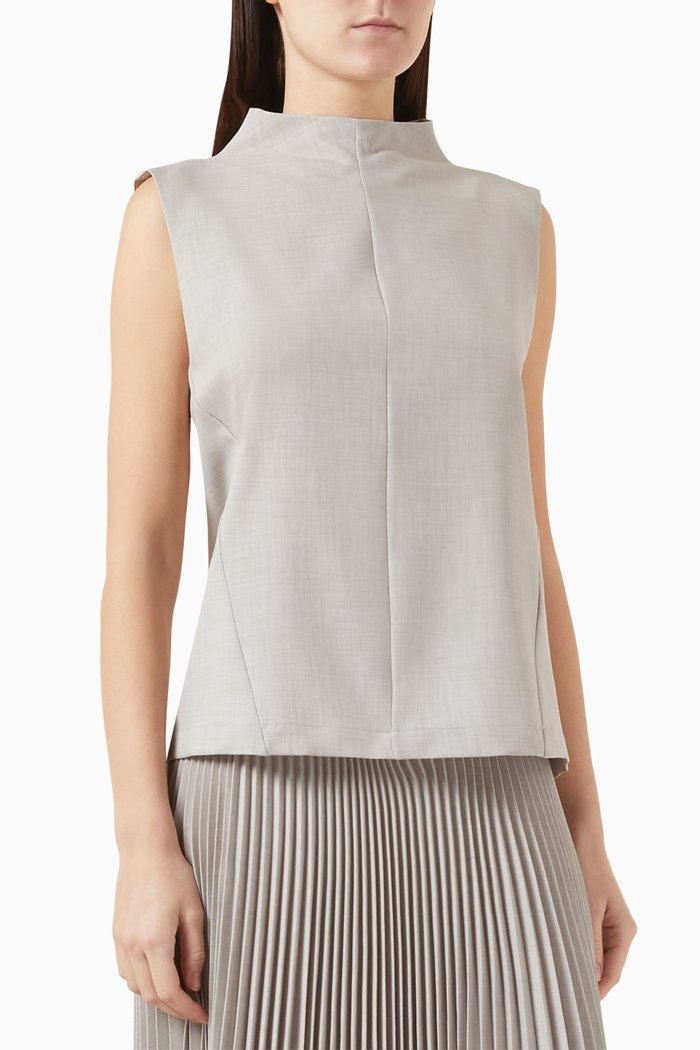 Funnel Neck Mélange Top, Grey