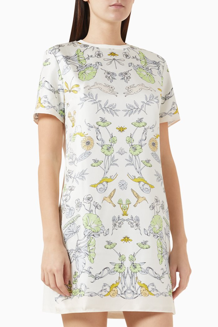 

Printed T-shirt Dress in Silk, Neutral