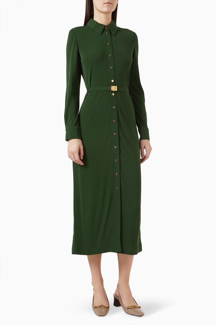 

Jersey Shirt Dress in Viscose, Green