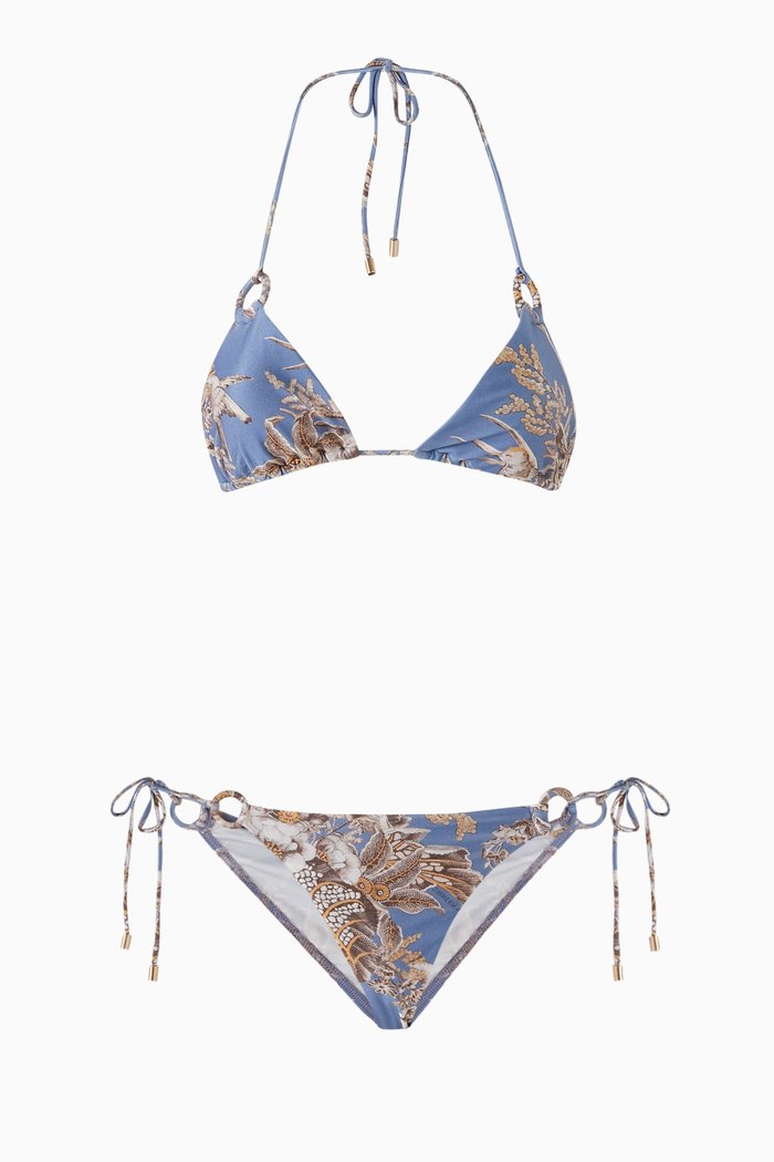

Halliday Ring Tie Bikini Set in Lycra, Blue