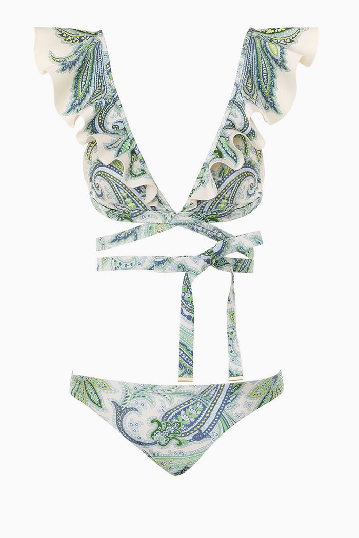 

Ottie Wrap Bikini Set in Lycra, Green