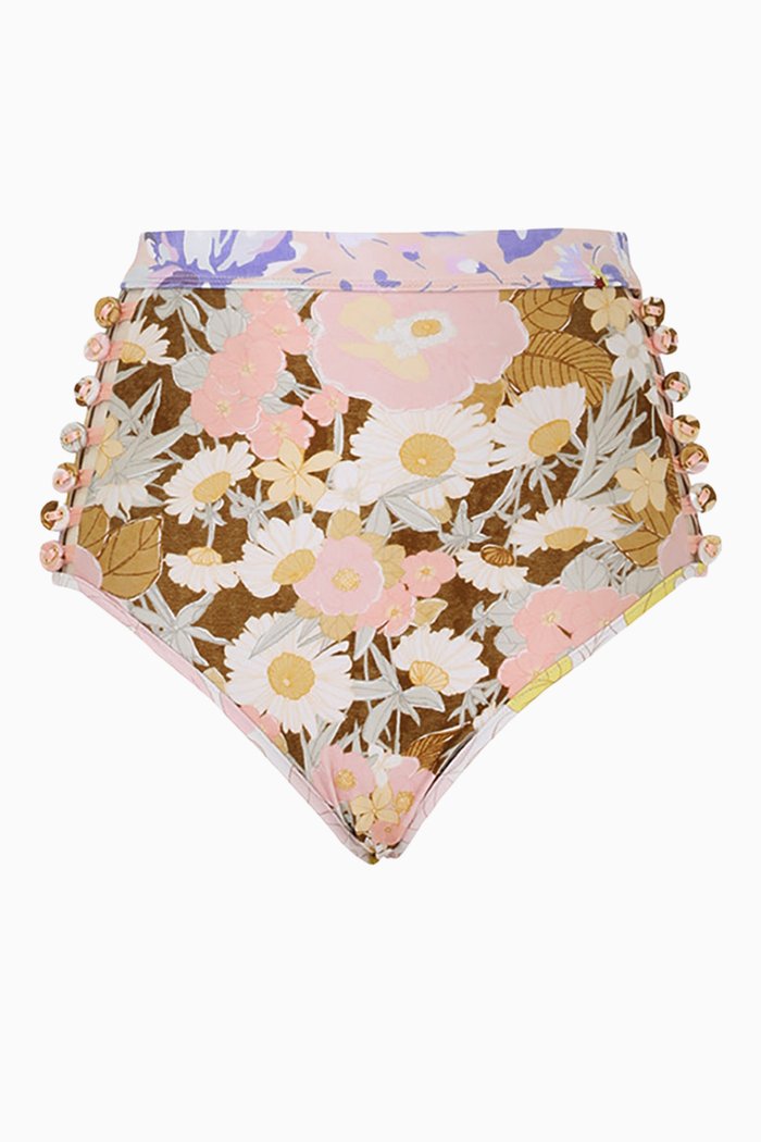 

Pop Button High-waisted Bikini Briefs in Italian Lycra, Multicolour