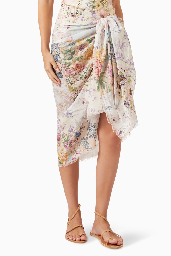

Printed Pareo in Cotton, Multicolour
