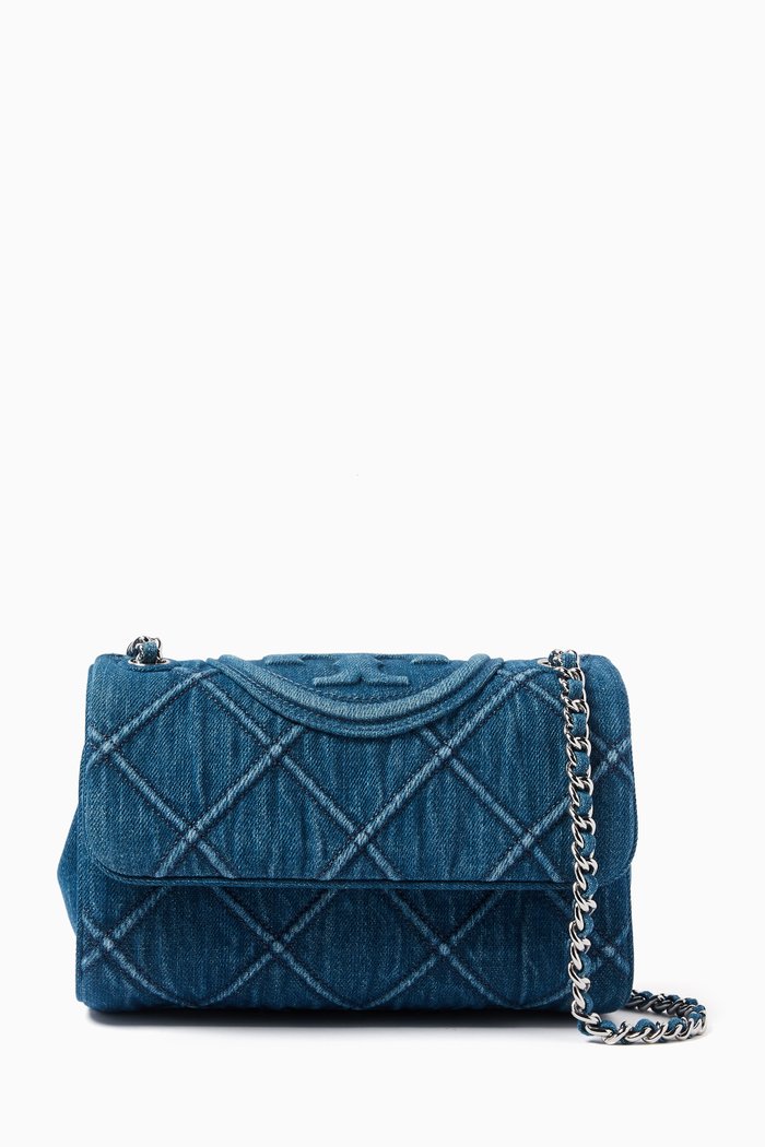 

Small Fleming Convertible Shoulder Bag in Denim, Blue