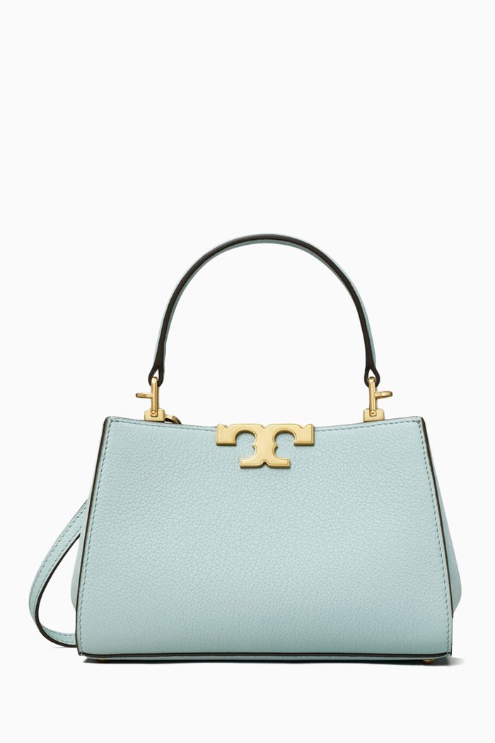 

Mini Eleanor Satchel Bag in Pebbled Leather, Blue