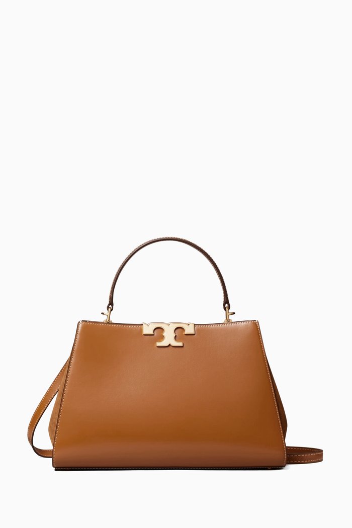 

Eleanor Top-handle Satchel Bag in Smooth Leather, Neutral