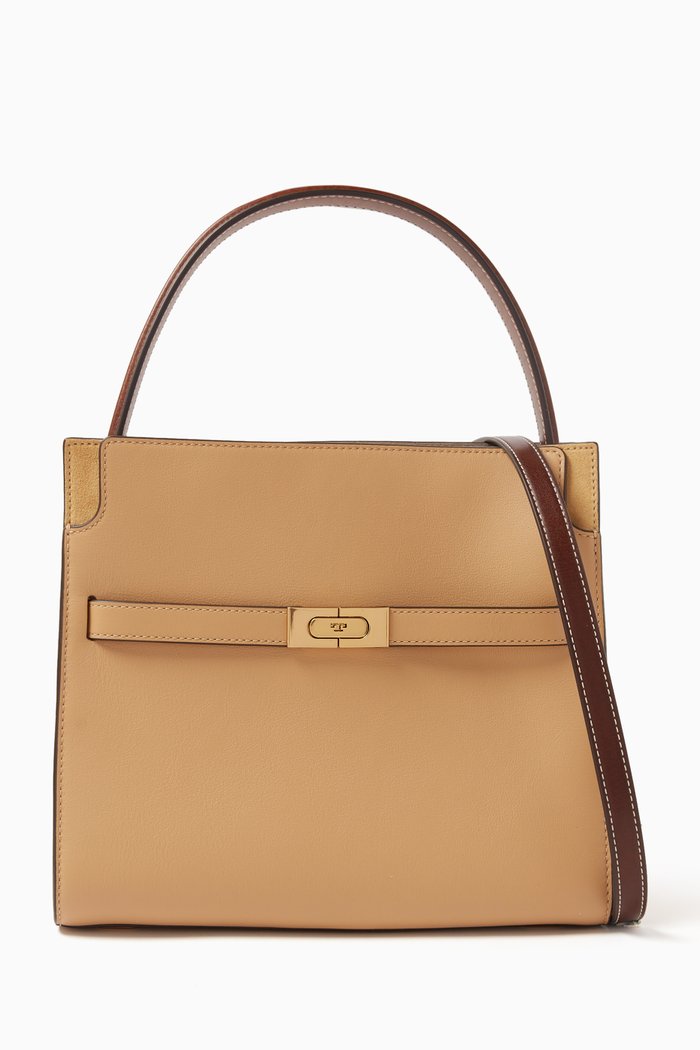 

Small Lee Radziwill Double Bag in Leather, Brown