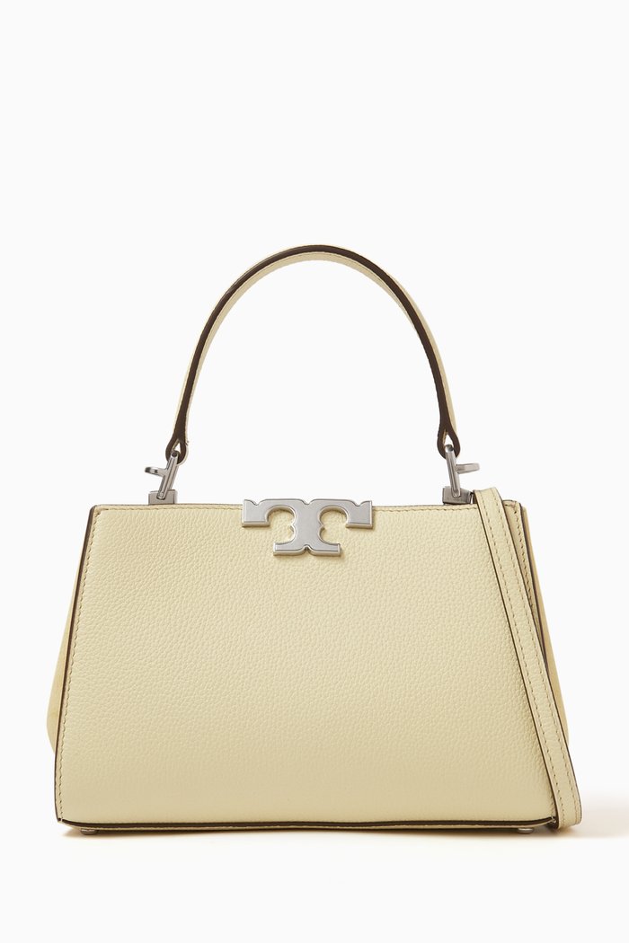 

Mini Eleanor Satchel Bag in Pebbled Leather, White