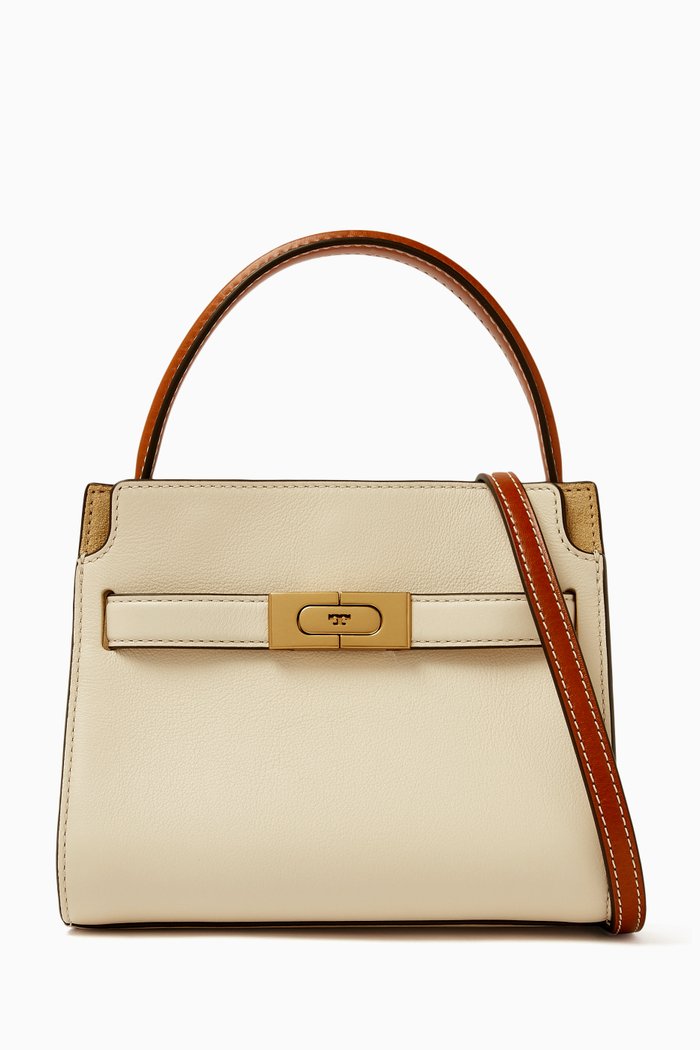 

Petite Lee Radziwill Double Bag in Smooth Leather, Neutral